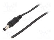 Cable; 2x0.5mm2; wires,DC 5,5/2,1 plug; straight; black; 1.5m MFG