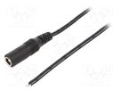 Cable; 2x0.5mm2; wires,DC 5,5/2,1 socket; straight; black; 1.5m MFG