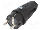 Connector: AC supply; male; plug; 2P+PE; 250VAC; 16A; for cable PCE