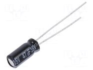 Capacitor: electrolytic; THT; 47uF; 35VDC; Ø5x11mm; Pitch: 2mm; ±20% PANASONIC