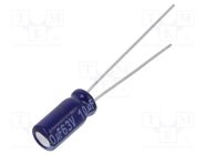 Capacitor: electrolytic; THT; 10uF; 63VDC; Ø5x11mm; Pitch: 2mm; ±20% PANASONIC