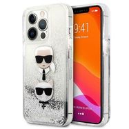 Karl Lagerfeld KLHCP13LKICGLS iPhone 13 Pro / 13 6,1" srebrny/silver hardcase Liquid Glitter Karl&Choupette Head, Karl Lagerfeld