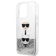 Karl Lagerfeld KLHCP13LKICGLS iPhone 13 Pro / 13 6,1" srebrny/silver hardcase Liquid Glitter Karl&Choupette Head, Karl Lagerfeld