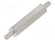 Screwed spacer sleeve; 25mm; Ext.thread: M3; hexagonal; brass DREMEC