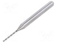 Drill bit; Ø: 0.8mm; L: 38.2mm; PCB; Working part len: 10mm; 1/8" KEMMER PRAEZISION