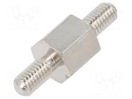 Screwed spacer sleeve; 6mm; Ext.thread: M3; hexagonal; brass DREMEC