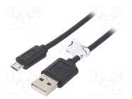 Cable; USB 2.0; USB A plug,USB B micro plug; 0.6m; black; Core: Cu Goobay