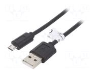 Cable; USB 2.0; USB A plug,USB B micro plug; 0.6m; black; Core: Cu GOOBAY