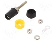 Connector: 4mm banana; socket; 15A; black; soldered,on panel CLIFF