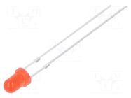 LED; red; 3mm; 35mcd; 40°; Front: convex; 2.05VDC; No.of term: 2 NTE Electronics