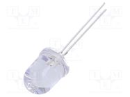 LED; 10mm; red; 2000mcd; 40°; Front: convex; 2÷2.5V; No.of term: 2 NTE Electronics