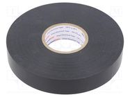 Tape: electrical insulating; W: 19mm; L: 33m; Thk: 0.25mm; black HELLERMANNTYTON