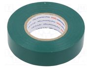 Tape: electrical insulating; W: 19mm; L: 20m; Thk: 0.15mm; green HELLERMANNTYTON
