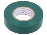 Tape: electrical insulating; W: 19mm; L: 20m; Thk: 0.15mm; green HELLERMANNTYTON
