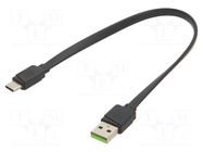 Cable; USB 2.0; USB A plug,USB C plug; 0.25m; black; 480Mbps GREEN CELL