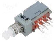 Switch: push-button; Pos: 2; DPDT; 0.1A/30VDC; ON-ON; Illumin: none E-SWITCH