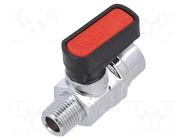 Ball valve; max.20bar; nickel plated brass; -20÷80°C PNEUMAT