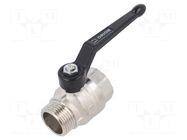 Ball valve; max.25bar; nickel plated brass; -15÷90°C PNEUMAT
