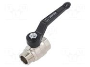Ball valve; max.25bar; nickel plated brass; -15÷90°C PNEUMAT