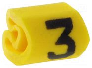 Markers; Marking: 3; 1÷3mm; PVC; yellow; -65÷105°C; leaded; HGDC1-3 HELLERMANNTYTON