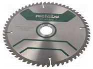 Circular saw; Ø: 216mm; Øhole: 30mm; W: 2.4mm; Teeth: 60; HW/CT METABO