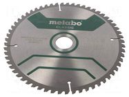 Circular saw; Ø: 216mm; Øhole: 30mm; Teeth: 60; Disc thick: 2.4mm METABO