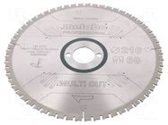 Circular saw; Ø: 216mm; Teeth: 60; Disc thick: 2.4mm; HW/CT; 30mm METABO