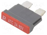 Fuse: fuse; 2A; 80VDC; automotive; 19mm; copper; tinned ESKA