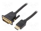 Cable; DVI-D (24+1) plug,HDMI plug; PVC; Len: 2m; black; 30AWG VENTION