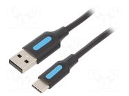 Cable; USB 2.0; USB A plug,USB C plug; nickel plated; 3m; 480Mbps VENTION