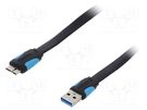 Cable; OTG,flat,USB 3.0; USB A plug,USB B micro plug; 1m; black VENTION