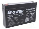 Re-battery: acid-lead; 6V; 7.2Ah; AGM; maintenance-free; 1.2kg; BPE BPOWER