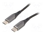 Cable; USB 2.0; USB C plug,both sides; 1m; black; Cu,tinned; 60W VENTION