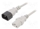Cable; 3x0.75mm2; IEC C13 female,IEC C14 male; PVC; 1.8m; grey LIAN DUNG