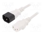 Cable; 3x1mm2; IEC C13 female,IEC C14 male; PVC; 5m; white; 10A LIAN DUNG