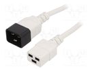 Cable; 3x1.5mm2; IEC C19 female,IEC C20 male; PVC; 3m; white; 16A LIAN DUNG