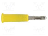 Plug; 4mm banana; 36A; yellow; nickel plated; on cable; -20÷80°C DONAU ELEKTRONIK