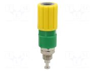 Connector: 4mm banana; socket; 36A; yellow-green; nickel plated DONAU ELEKTRONIK