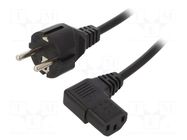Cable; 3x0.75mm2; PVC; 1m; black; 16A; 250V; Type: Uni-Schuko LIAN DUNG