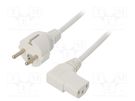 Cable; 3x0.75mm2; CEE 7/7 (E/F) plug,IEC C13 female 90°; PVC LIAN DUNG