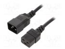 Cable; 3x1.5mm2; IEC C19 female,IEC C20 male; PVC; 1m; black; 16A LIAN DUNG