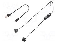 Wireless headphones with microphone; black; USB; earphones; 10m LOGILINK