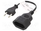 Cable; CEE 7/16 (C) socket,CEE 7/16 (C) plug; 0.2m; Sockets: 1 LOGILINK