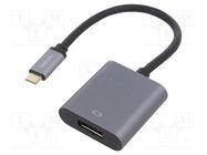 Adapter; DisplayPort 1.2,USB 3.2; gold-plated; 0.15m; black; grey LOGILINK