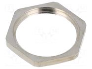 Nut; PG16; brass; Thread: PG; Plating: nickel; -100÷300°C HELLERMANNTYTON