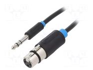 Cable; Jack 6,3mm 3pin plug,XLR female 3pin; 1.5m; black; PVC VENTION