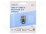 BT adapter; USB A,USB C; Bluetooth 5.0 + EDR; 10m; Interface: USB LOGILINK