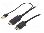 Cable; DisplayPort plug,HDMI plug,USB A plug; 1m; black LOGILINK