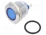 Indicator: LED; flat; blue; 24VDC; 24VAC; Ø16mm; connectors; brass NINIGI