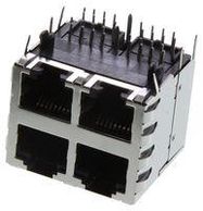 RJ45 CONN, R/A JACK, 8P8C, 4PORT, SHLD